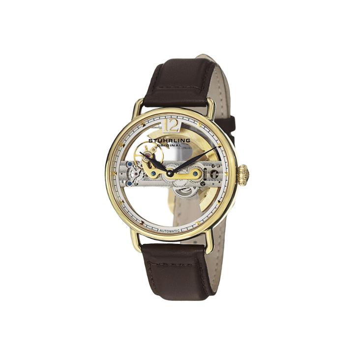 Stuhrling Mens Brown Strap Watch-465.3335k2