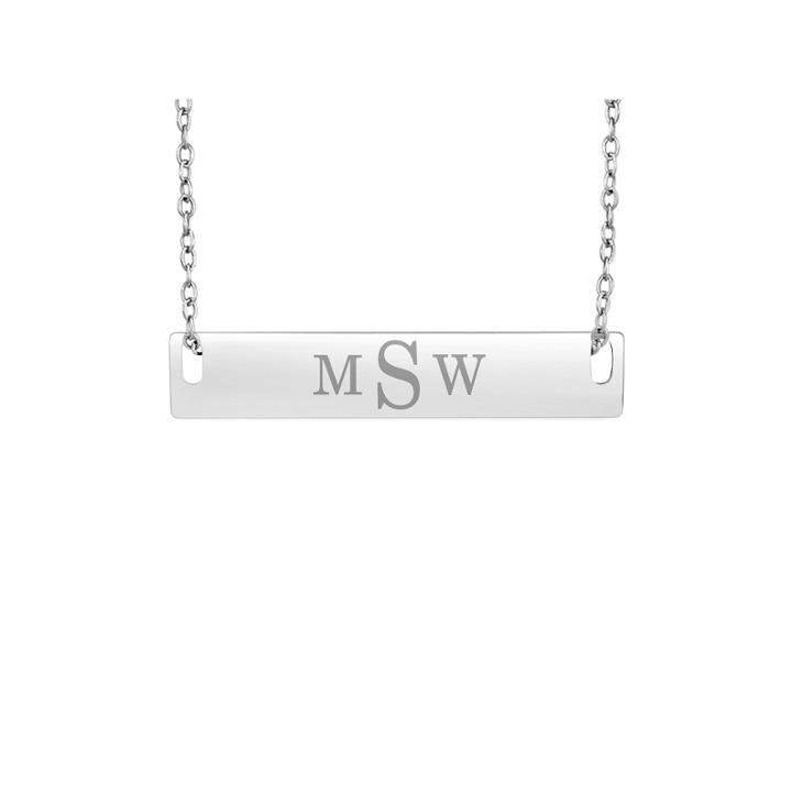 Personalized Sterling Silver Monogram Bar Necklace