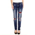 Vanilla Star Plaid Destructed Skinny Jeans