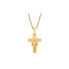 Mens White Cubic Zirconia 18k Gold Stainless Steel Pendant Necklace