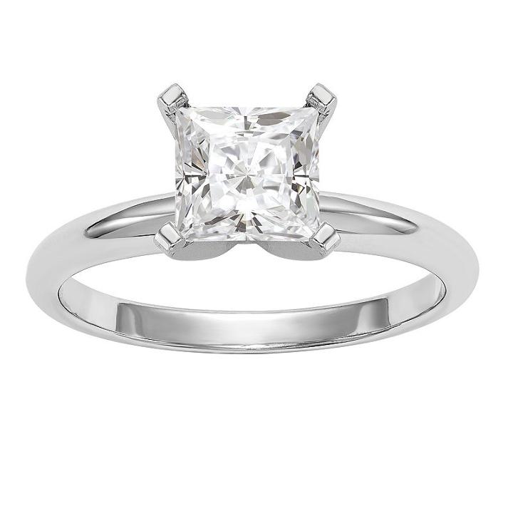 Womens 1 7/8 Ct. T.w. Princess White Moissanite 14k Gold Engagement Ring