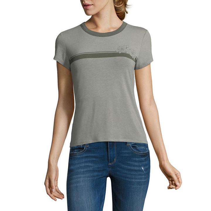 Arizona Short Sleeve Crew Neck Ringer Tee-juniors