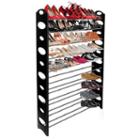 Sunbeam Free Standing 50 Pair 10 Tier Metal Shoe Rack With Circle Design Black
