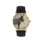 Olivia Pratt Womens Zebra And Birds Black Leather Watch 20399black