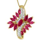 Womens Lab Created Red Ruby 14k Gold Over Silver Pendant Necklace