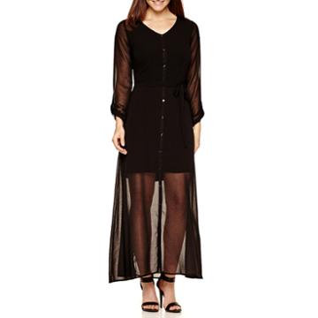 By Artisan Long-sleeve Belted Maxi Dress