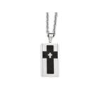 Mens Cubic Zirconia Stainless Steel Black Ion-plated Pendant