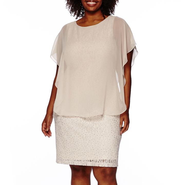 Scarlett Overlay Lace Sheath Dress - Plus