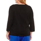 Alfred Dunner High Roller 3/4 Sleeve Crew Neck Pullover Sweater-plus