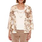 Alfred Dunner Twilight Point 3/4 Sleeve Layered Top - Petites