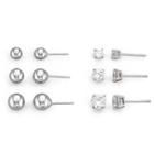 Sterling Silver 6-pair Stud Earring Set