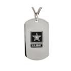 Army Sterling Silver Dog Tag Pendant Necklace