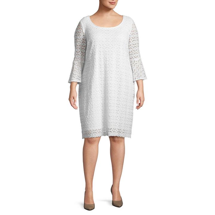 Ronni Nicole 3/4 Sleeve Circles Shift Dress-plus
