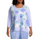 Alfred Dunner Day Dreamer Leaf Floral Tee - Plus