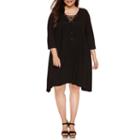 Boutique + 3/4 Sleeve A-line Dress-plus