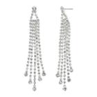 Vieste Silver-tone Rhinestone 4-row Chandelier Earrings