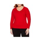 Worthington Long Sleeve V-neck Pullover Sweater - Plus