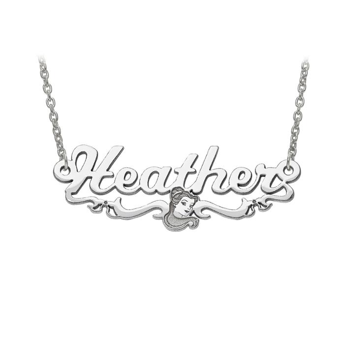 Disney Personalized Belle 34x13mm Name Necklace