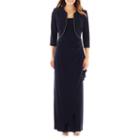R & M Richards 3/4-sleeve Rhinestone Bolero Jacket Long Dress