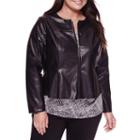 Worthington Long-sleeve Faux-leather Peplum Jacket - Plus