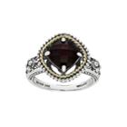 Shey Couture Genuine Garnet Sterling Silver And 14k Yellow Gold Cushion Ring