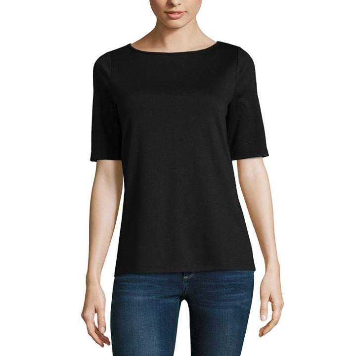 Worthington Elbow Sleeve Crew Neck T-shirt - Tall