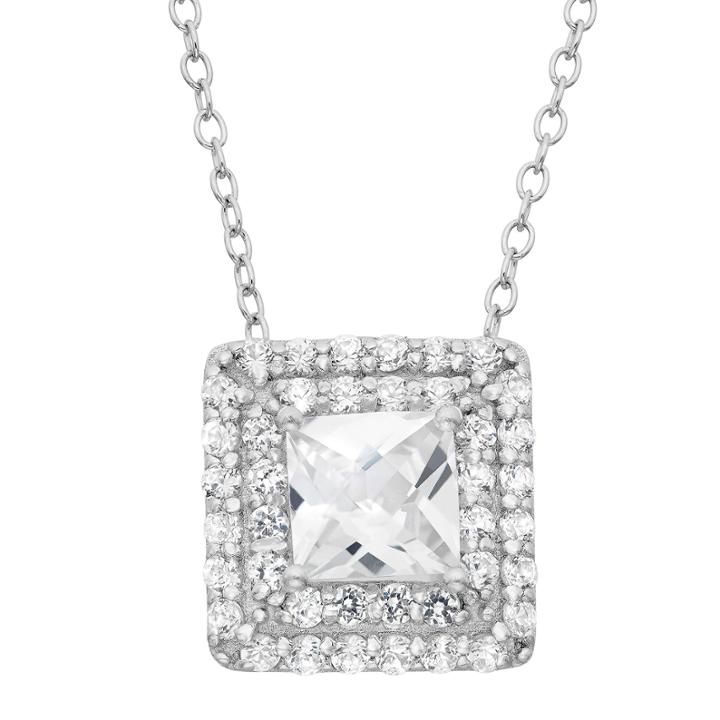 Lab Created White Sapphire Sterling Silver Pendant