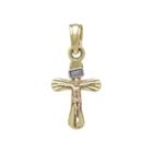 Tesoro&trade; 14k Tri-color Gold Small Crucifix Pendant