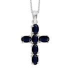 Blue Sapphire Oval Sterling Silver Pendant