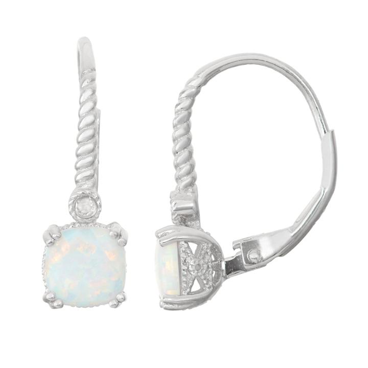 Lab Created Opal & Diamond Accent Sterling Silver Earrings
