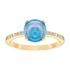 Womens Lab Created Blue Opal Gold Over Silver Cocktail Ring