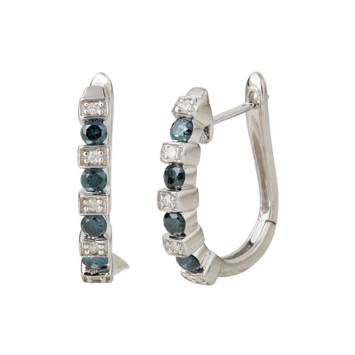 Limited Quantities 1/2 Ct. T.w. White And Color-enhanced Blue Diamond Half Hoop Earrings