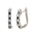 Limited Quantities 1/2 Ct. T.w. White And Color-enhanced Blue Diamond Half Hoop Earrings