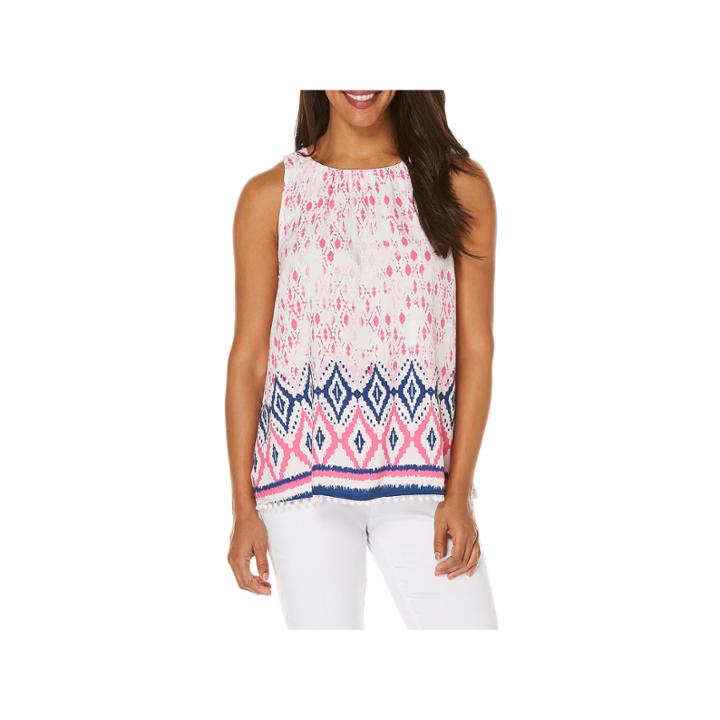 Rafaella Sleeveless Challis Print Top