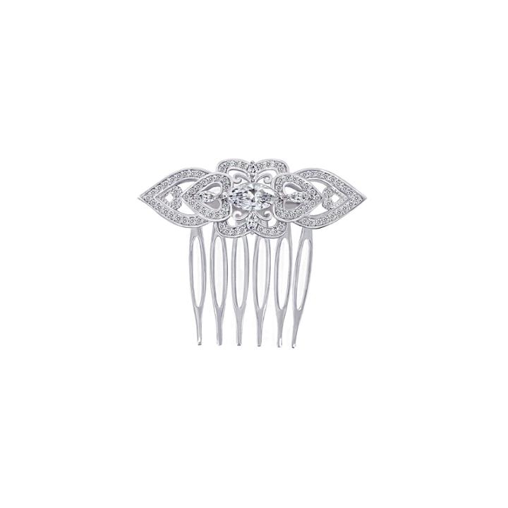 Diamonart Sterling Silver Cubic Zirconia Heart Hair Comb