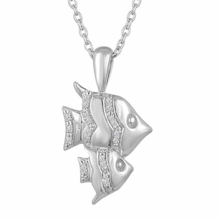 Womens Diamond Accent Genuine White Diamond Sterling Silver Animal Pendant Necklace