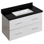 36-in. W Wall Mount White Vanity Set For 1 Hole Drilling Black Galaxy Top White Um Sink