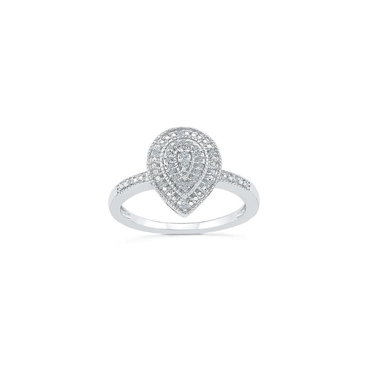 Womens Diamond Accent Genuine Round White Diamond Sterling Silver Engagement Ring