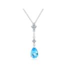 Womens Genuine Blue Topaz & Lab-created White Sapphire Sterling Silver Pendant Necklace