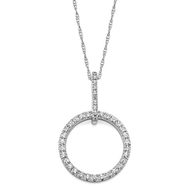 1/4 Ct. T.w. Diamond 10k White Gold Openwork Circle Pendant Necklace