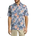 Havanera Short Sleeve All Over Tropical Button-front Shirt