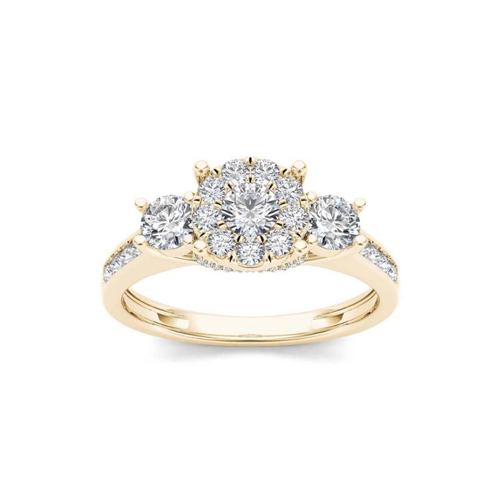 1 Ct. T.w. Diamond 10k Yellow Gold 3-stone Ring