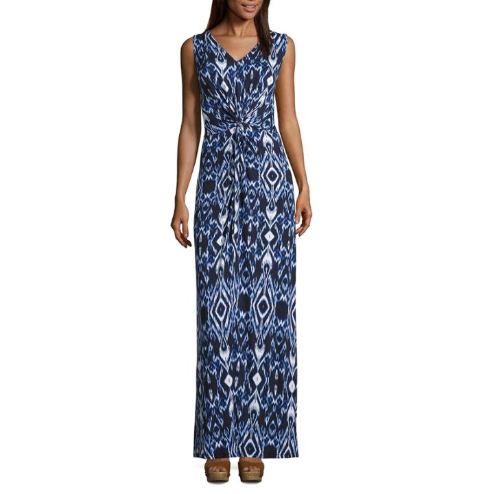 St. John's Bay Sleeveless Twist Front Maxi Dress-petites