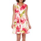 Studio 1 Sleeveless Floral V-neck Fit-and-flare Dress