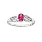 Womens Red Ruby Sterling Silver Solitaire Ring