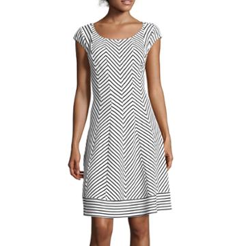 Robbie Bee Cap-sleeve Chevron Fit-and-flare Dress