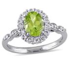 Womens Diamond Accent Genuine Green Peridot 14k Gold Cocktail Ring