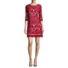 Danny & Nicole 3/4 Sleeve Lace A-line Dress-petites