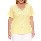Alfred Dunner Short Sleeve V Neck T-shirt-plus