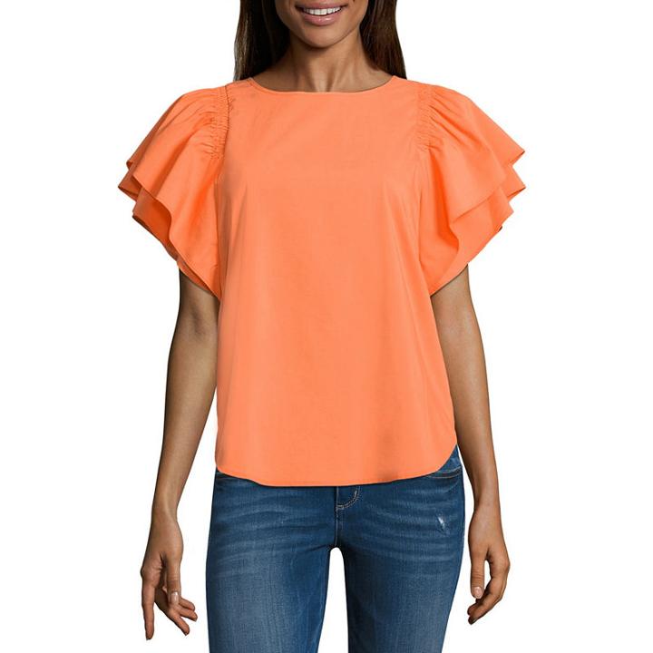Project Runway Flutter Sleeve Poplin Top